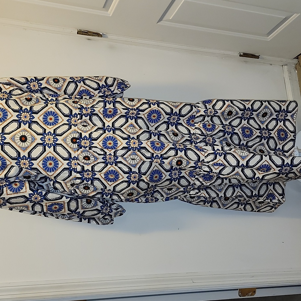 Maeve Anthropologie Blue White Pattern Midi Dress Bettina - Picture 6 of 10